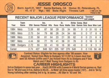 1989 Donruss #228 Jesse Orosco Back