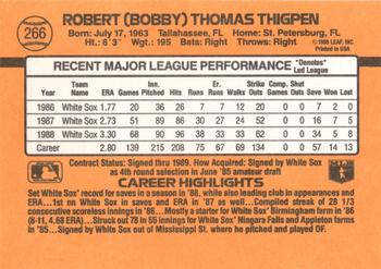 1989 Donruss #266 Bobby Thigpen Back