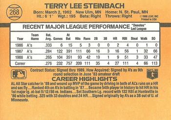 1989 Donruss #268 Terry Steinbach Back