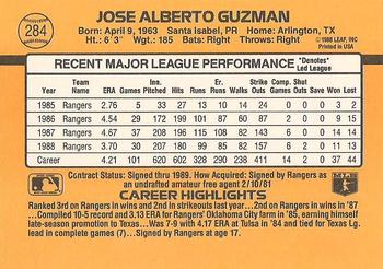 1989 Donruss #284 Jose Guzman Back