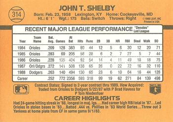 1989 Donruss #314 John Shelby Back