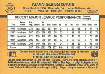 1989 Donruss #345 Alvin Davis Back