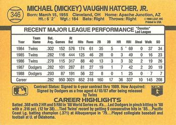 1989 Donruss #346 Mickey Hatcher Back
