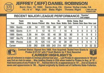 1989 Donruss #370 Jeff Robinson Back