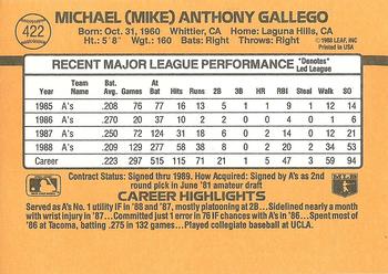 1989 Donruss #422 Mike Gallego Back