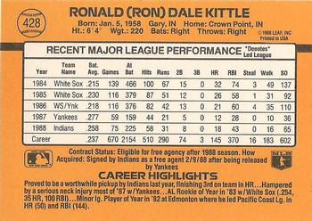 1989 Donruss #428 Ron Kittle Back