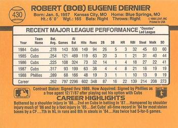 1989 Donruss #430 Bob Dernier Back