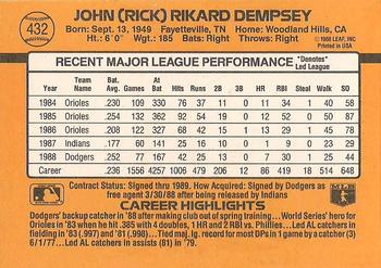 1989 Donruss #432 Rick Dempsey Back