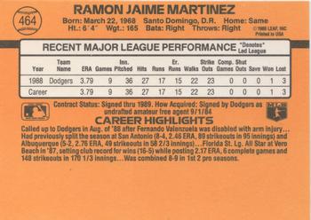 1989 Donruss #464 Ramon Martinez Back