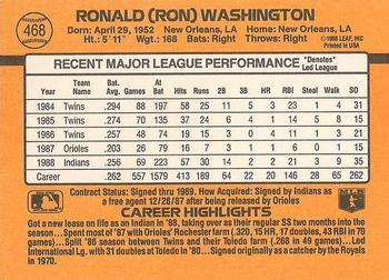 1989 Donruss #468 Ron Washington Back