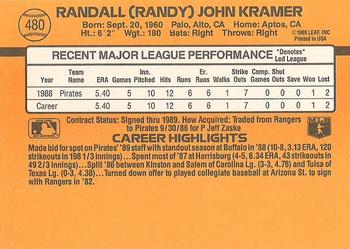 1989 Donruss #480 Randy Kramer Back