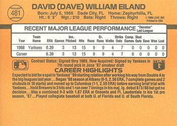 1989 Donruss #481 Dave Eiland Back