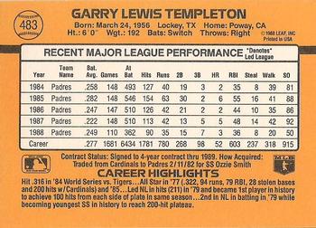 1989 Donruss #483 Garry Templeton Back