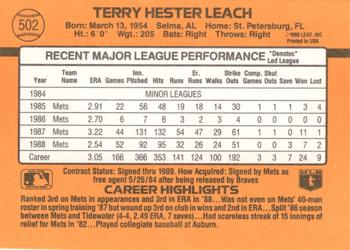 1989 Donruss #502 Terry Leach Back