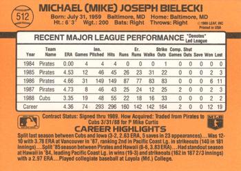 1989 Donruss #512 Mike Bielecki Back