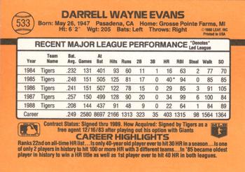 1989 Donruss #533 Darrell Evans Back