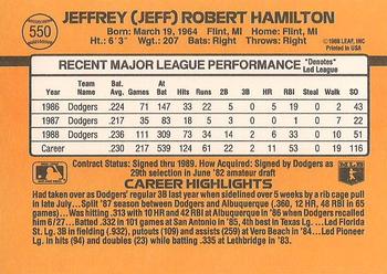 1989 Donruss #550 Jeff Hamilton Back