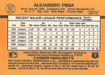 1989 Donruss #557 Alejandro Pena Back