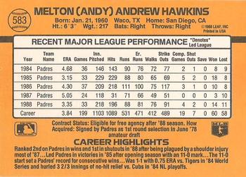 1989 Donruss #583 Andy Hawkins Back