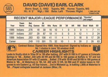 1989 Donruss #585 Dave Clark Back