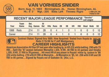 1989 Donruss #586 Van Snider Back