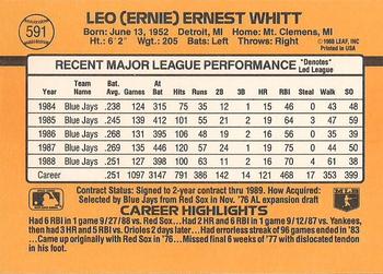 1989 Donruss #591 Ernie Whitt Back