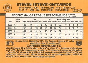 1989 Donruss #596 Steve Ontiveros Back