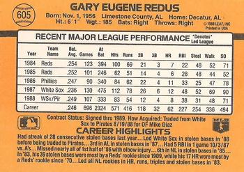 1989 Donruss #605 Gary Redus Back