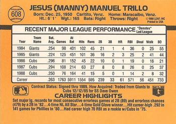 1989 Donruss #608 Manny Trillo Back