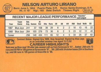 1989 Donruss #627 Nelson Liriano Back