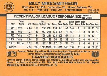 1989 Donruss #628 Mike Smithson Back