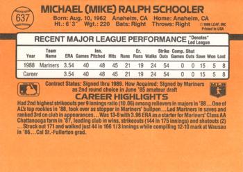 1989 Donruss #637 Mike Schooler Back