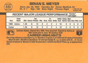 1989 Donruss #640 Brian Meyer Back