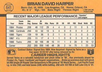 1989 Donruss #641 Brian Harper Back