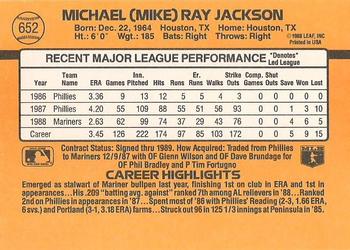 1989 Donruss #652 Mike Jackson Back