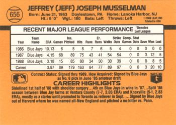 1989 Donruss #656 Jeff Musselman Back