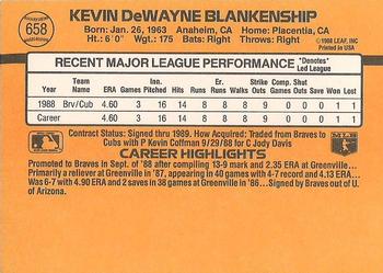 1989 Donruss #658 Kevin Blankenship Back