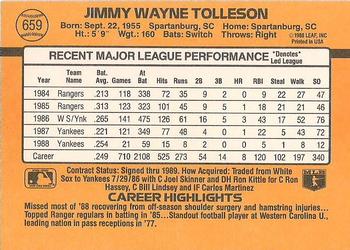 1989 Donruss #659 Wayne Tolleson Back