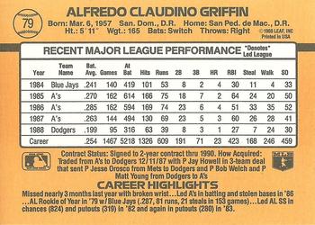 1989 Donruss #79 Alfredo Griffin Back