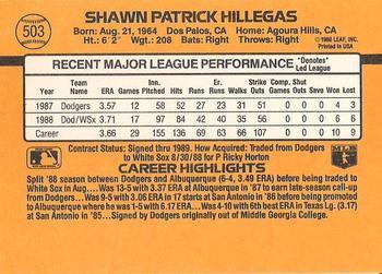 1989 Donruss #503 Shawn Hillegas Back