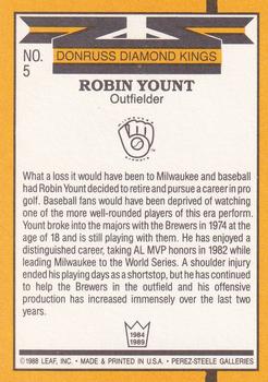 1989 Donruss #5 Robin Yount Back