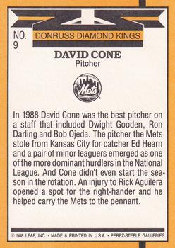 1989 Donruss #9 David Cone Back