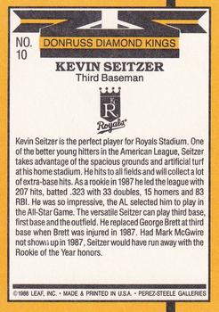 1989 Donruss #10 Kevin Seitzer Back