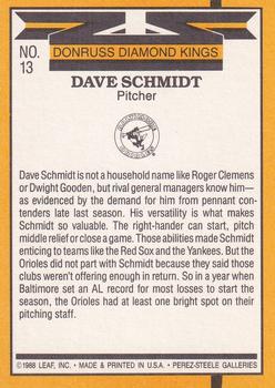 1989 Donruss #13 Dave Schmidt Back
