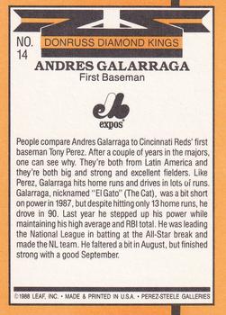 1989 Donruss #14 Andres Galarraga Back