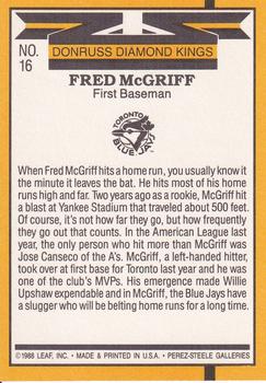1989 Donruss #16 Fred McGriff Back