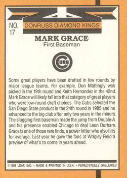 1989 Donruss #17 Mark Grace Back
