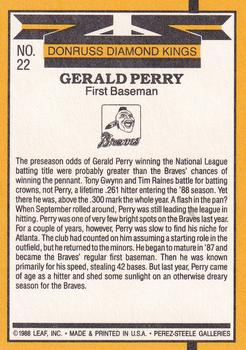 1989 Donruss #22 Gerald Perry Back