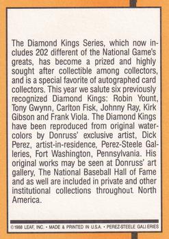 1989 Donruss #27 Diamond Kings Checklist: 1-26 Back