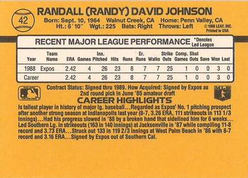 1989 Donruss #42 Randy Johnson Back